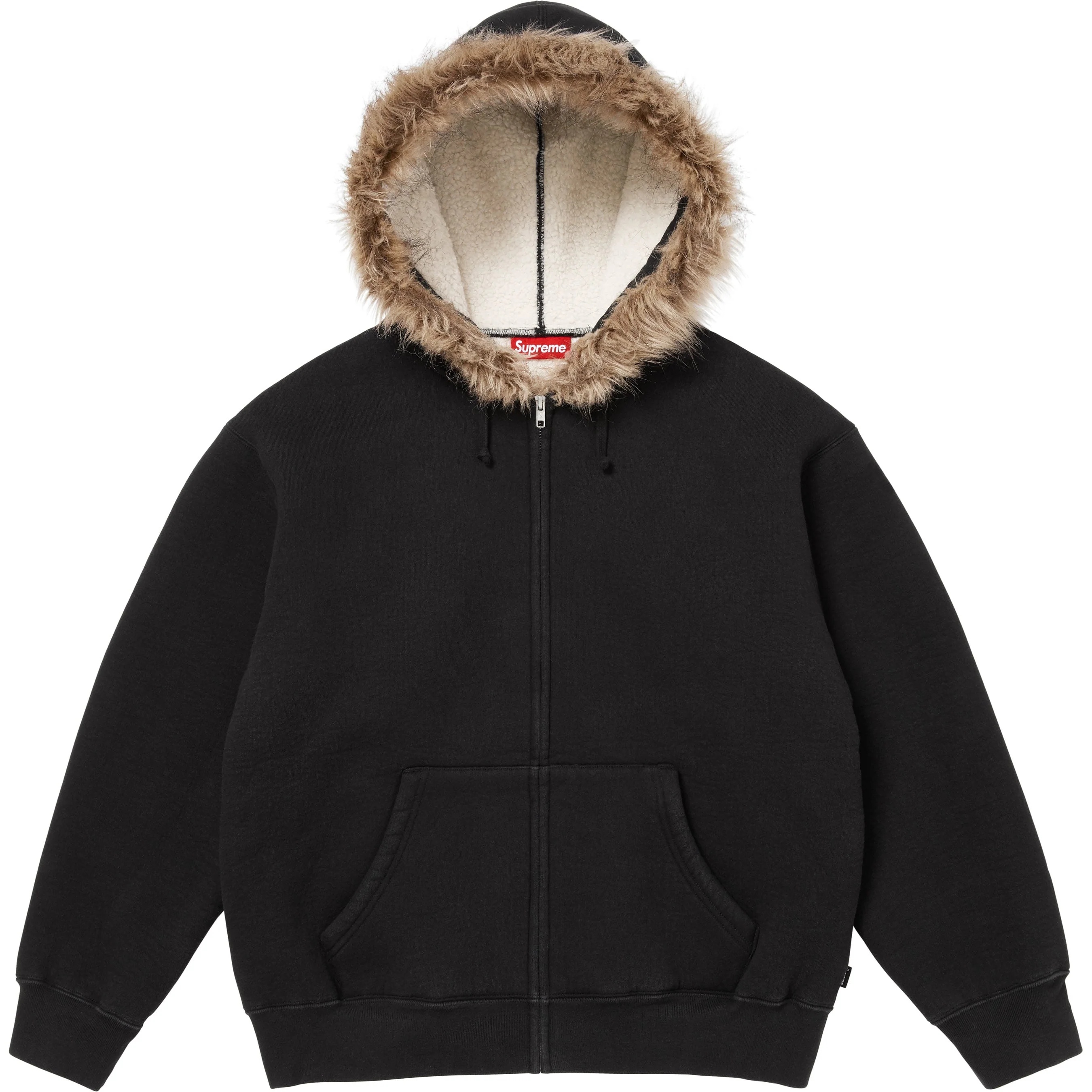 Faux Fur Zip Up Hooded Sweatshirt view 9